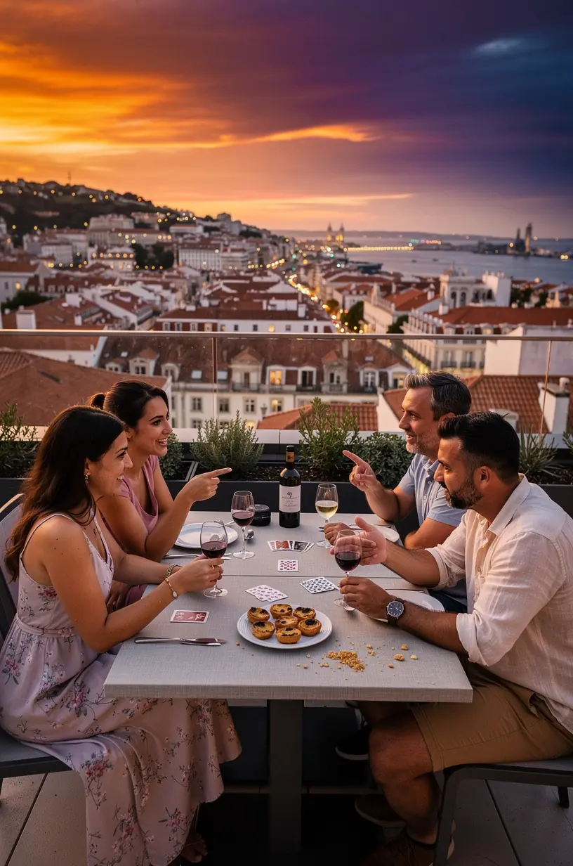 Community gathering for supportive game nights in Portugal.